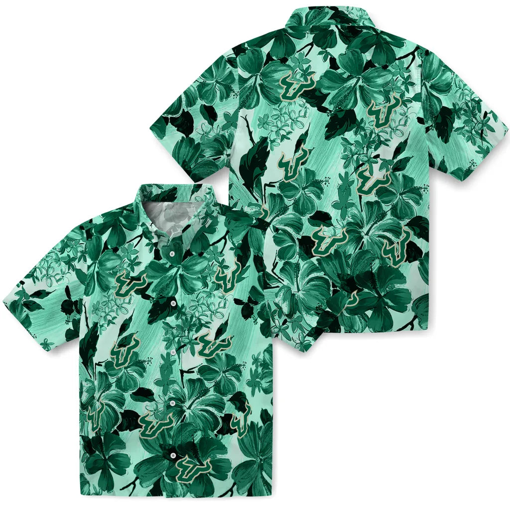 South Florida Bulls Hawaiian Shirt - Hibiscus Arrangement | Hula Hawaiian Shirts