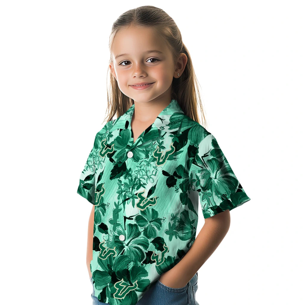 South Florida Bulls Hawaiian Shirt - Hibiscus Arrangement | Hula Hawaiian Shirts