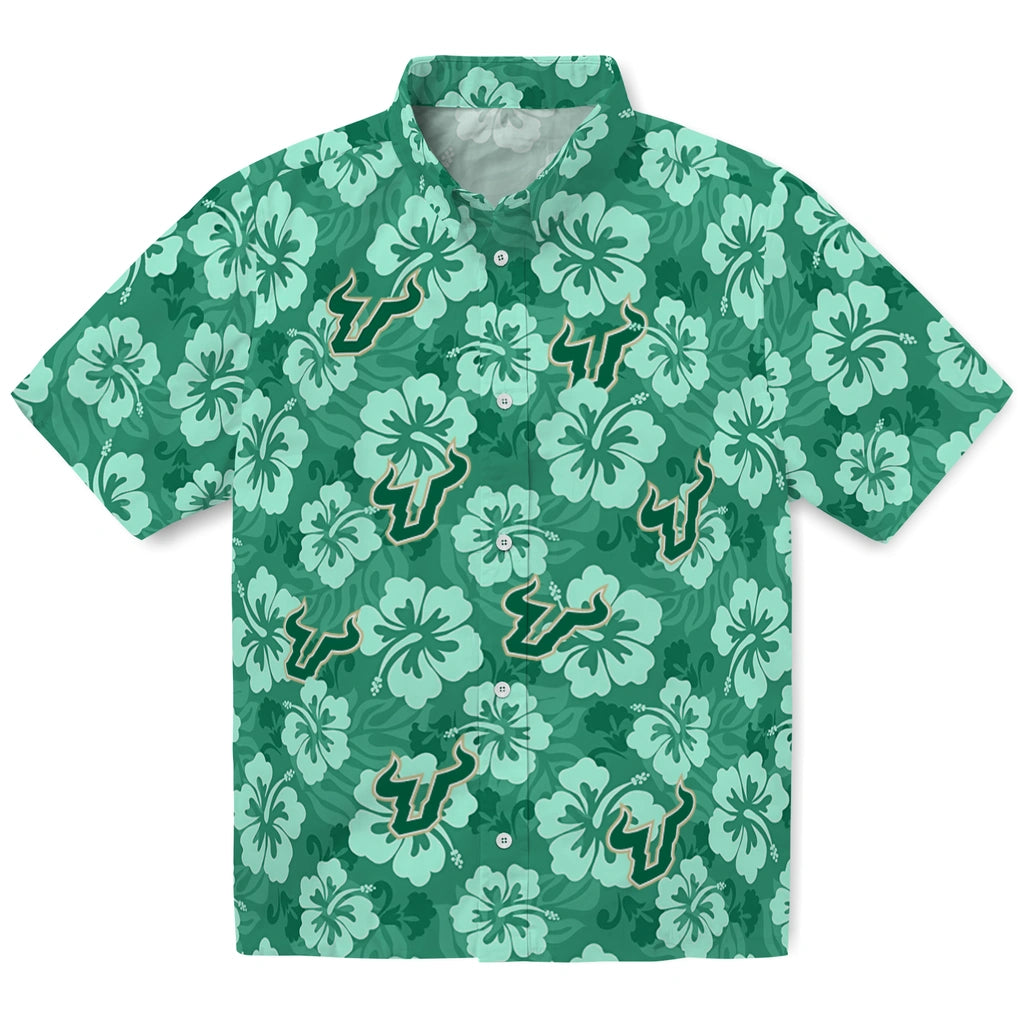 South Florida Bulls Hawaiian Shirt - Hibiscus Cluster | Hula Hawaiian Shirts