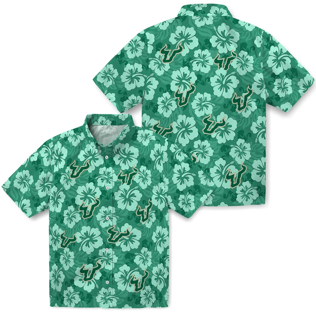 South Florida Bulls Hawaiian Shirt - Hibiscus Cluster | Hula Hawaiian Shirts