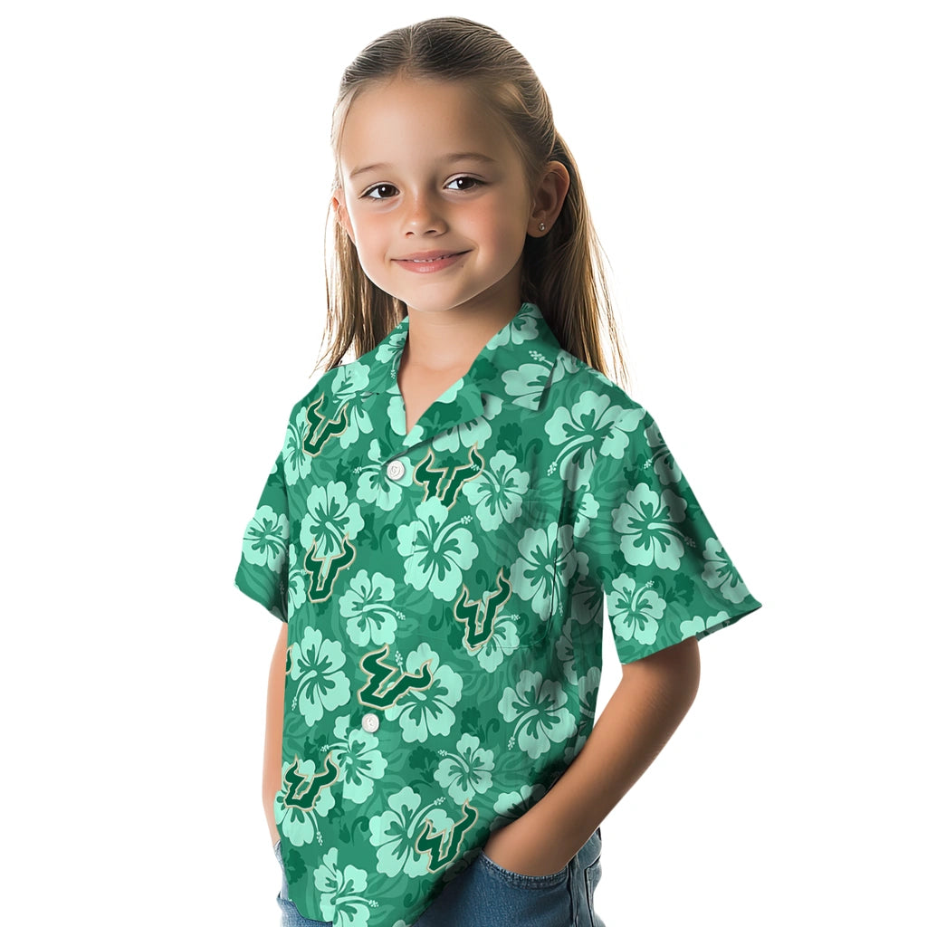 South Florida Bulls Hawaiian Shirt - Hibiscus Cluster | Hula Hawaiian Shirts