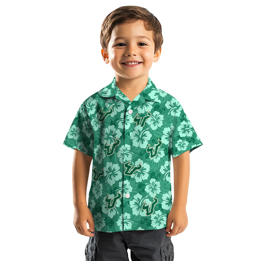 South Florida Bulls Hawaiian Shirt - Hibiscus Cluster | Hula Hawaiian Shirts