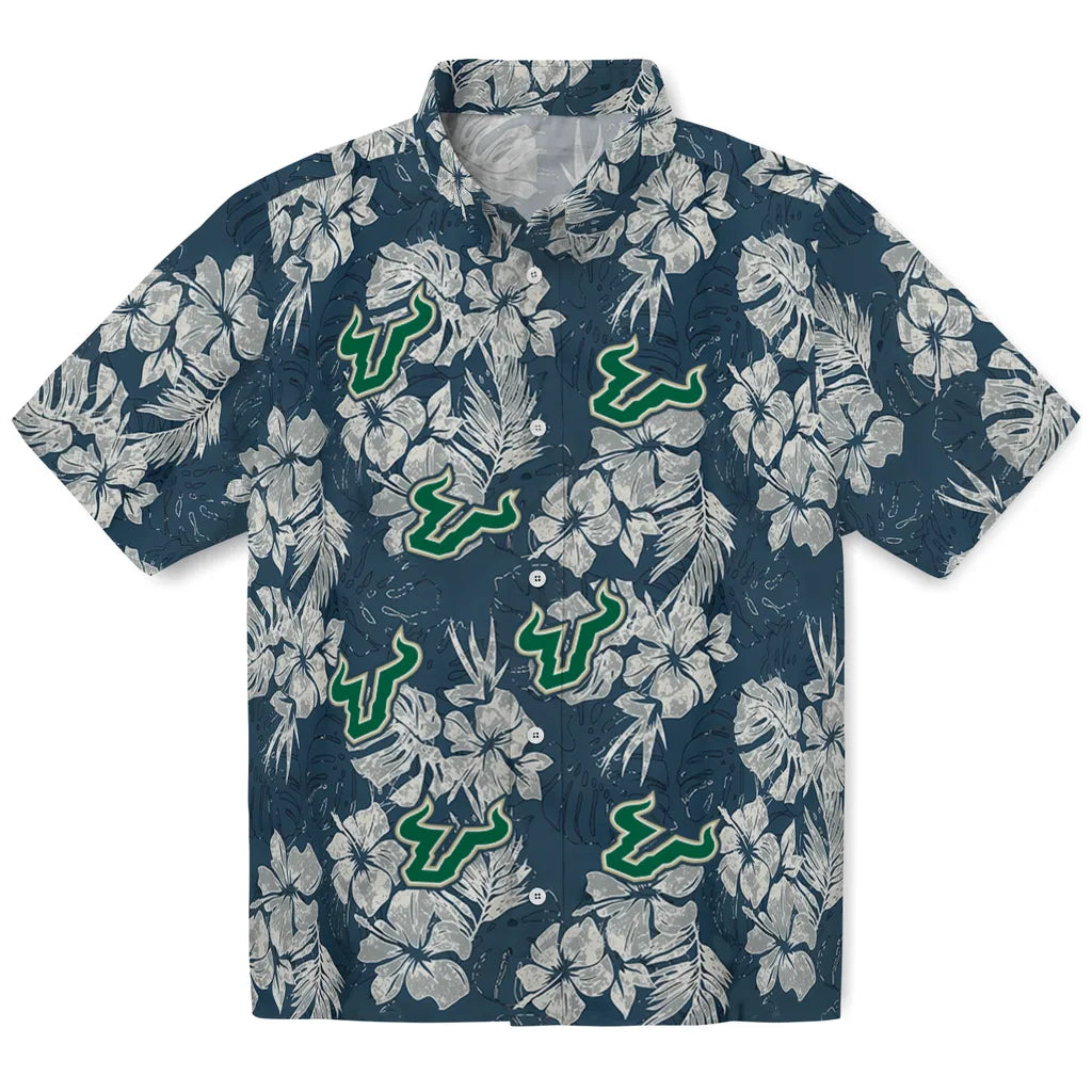 South Florida Bulls Hawaiian Shirt - Hibiscus Flowers | Hula Hawaiian Shirts