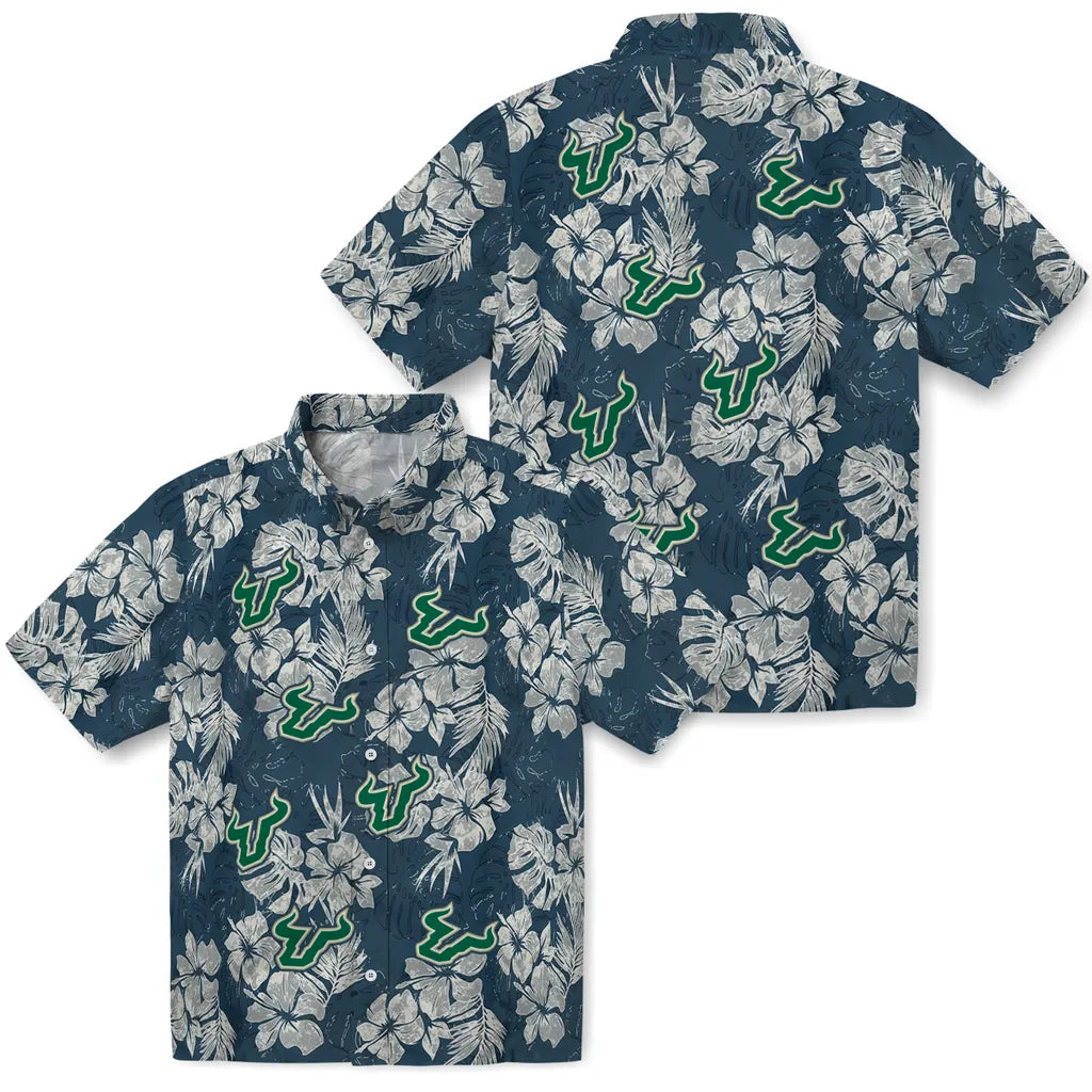 South Florida Bulls Hawaiian Shirt - Hibiscus Flowers | Hula Hawaiian Shirts
