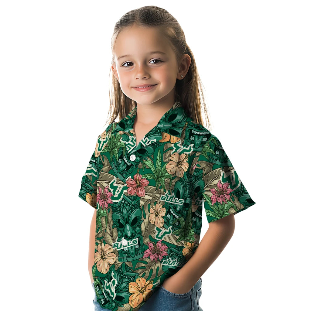 South Florida Bulls Hawaiian Shirt - Hibiscus Tiki Jungle | Hula Hawaiian Shirts