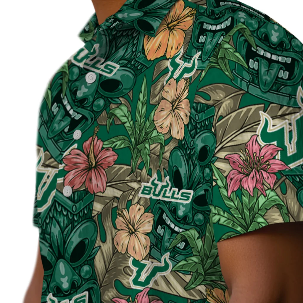 South Florida Bulls Hawaiian Shirt - Hibiscus Tiki Jungle | Hula Hawaiian Shirts