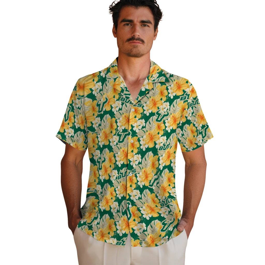 South Florida Bulls Hawaiian Shirt - Hibiscus Tropics | Hula Hawaiian Shirts