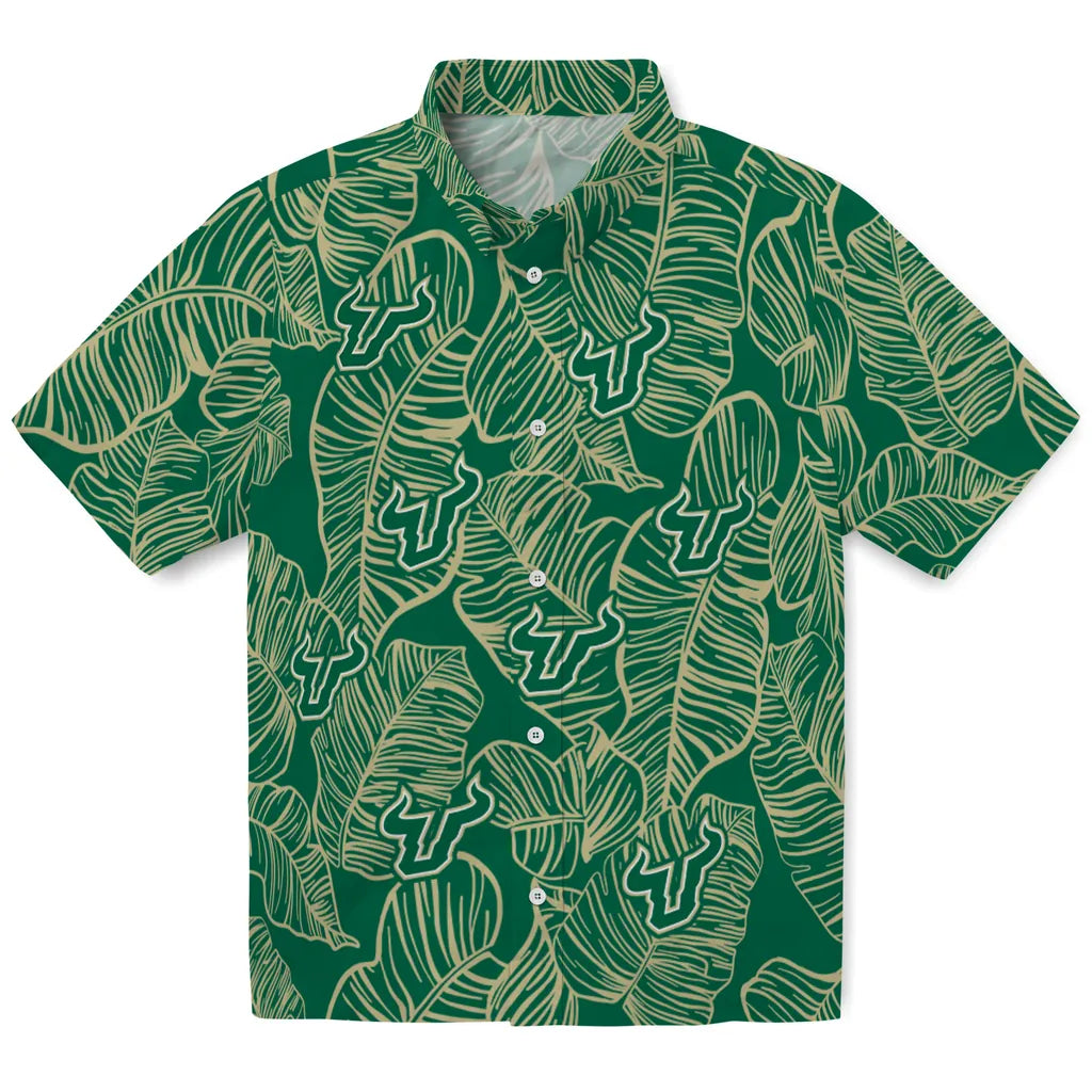South Florida Bulls Hawaiian Shirt - Leaf Outline | Hula Hawaiian Shirts