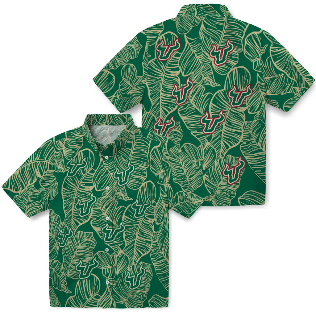 South Florida Bulls Hawaiian Shirt - Leaf Outline | Hula Hawaiian Shirts