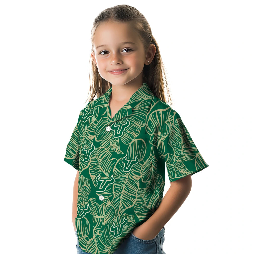 South Florida Bulls Hawaiian Shirt - Leaf Outline | Hula Hawaiian Shirts