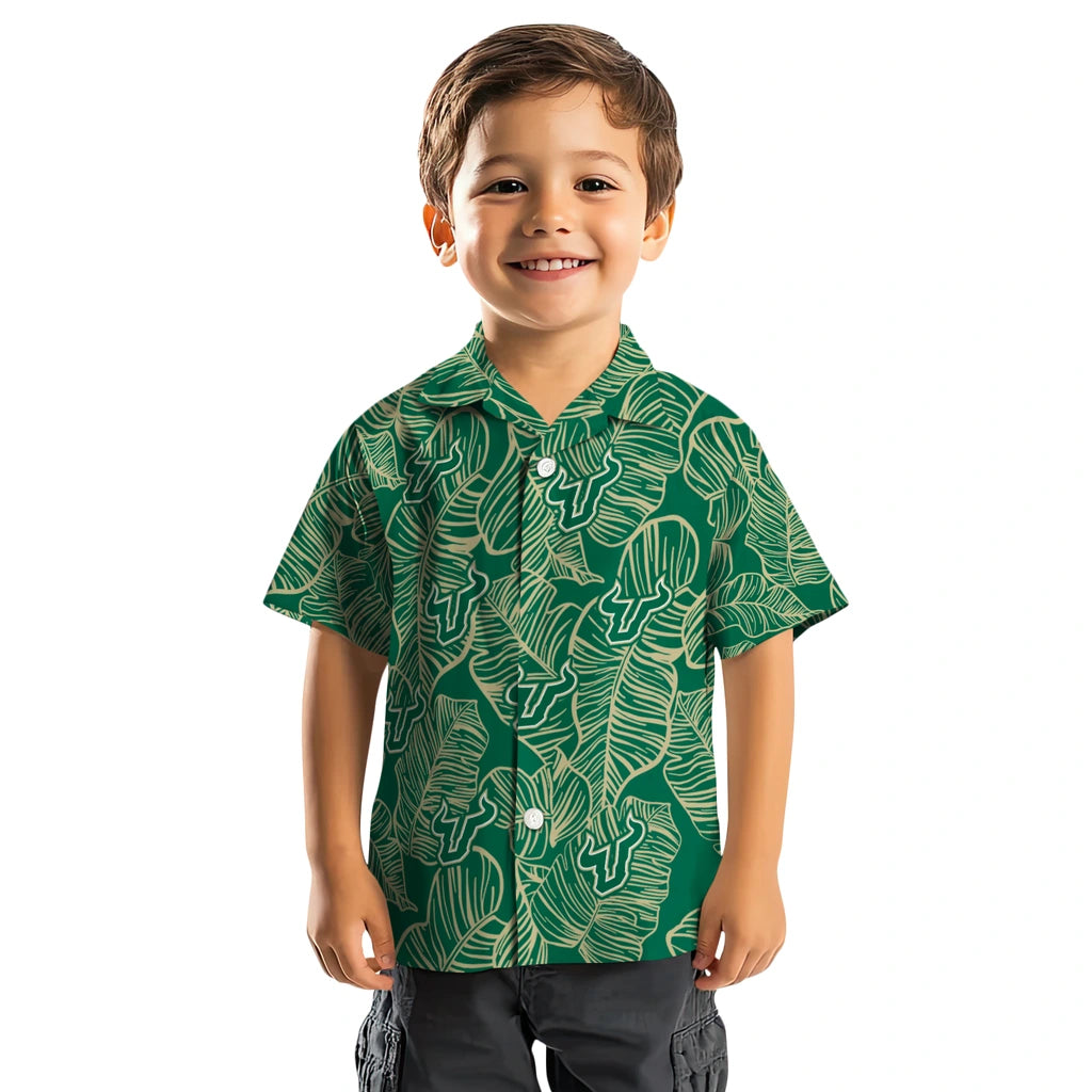 South Florida Bulls Hawaiian Shirt - Leaf Outline | Hula Hawaiian Shirts