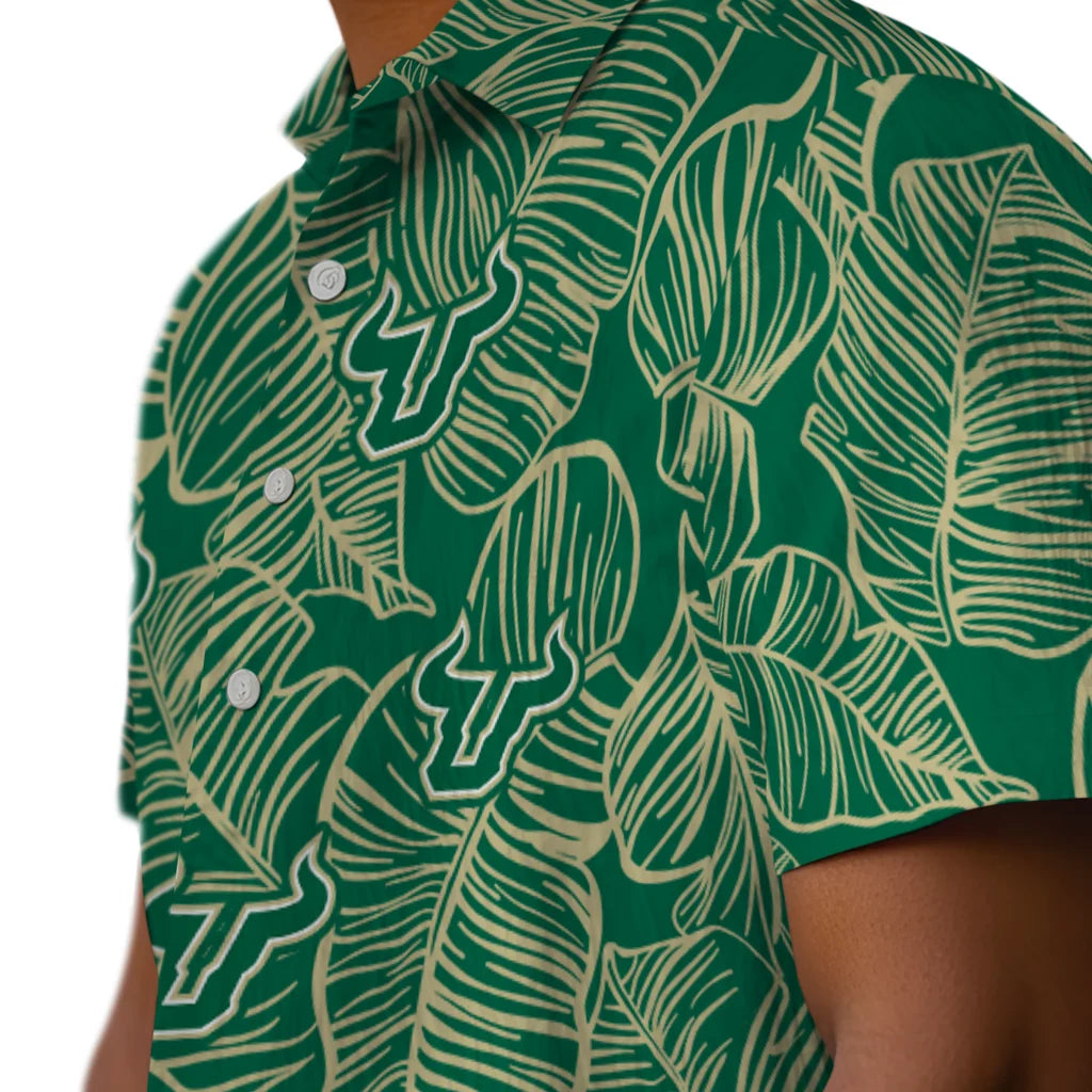South Florida Bulls Hawaiian Shirt - Leaf Outline | Hula Hawaiian Shirts