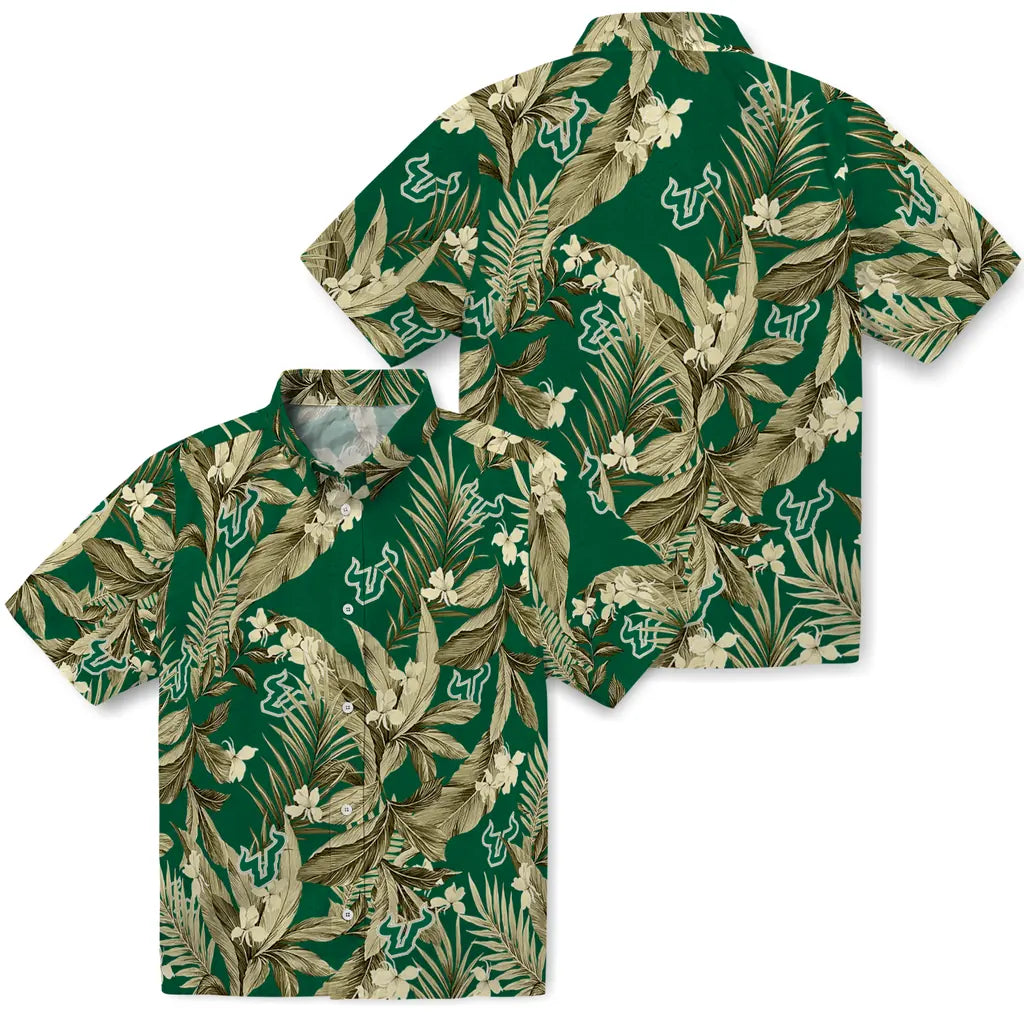 South Florida Bulls Hawaiian Shirt - Palm Leaves | Hula Hawaiian Shirts