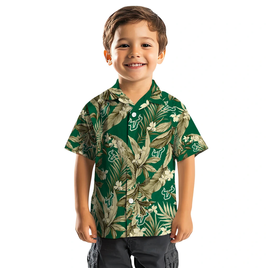 South Florida Bulls Hawaiian Shirt - Palm Leaves | Hula Hawaiian Shirts