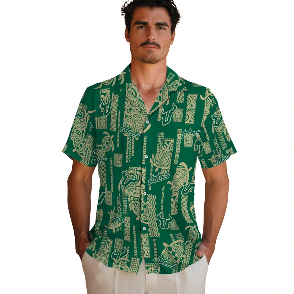 South Florida Bulls Hawaiian Shirt - Turtle Lines | Hula Hawaiian Shirts