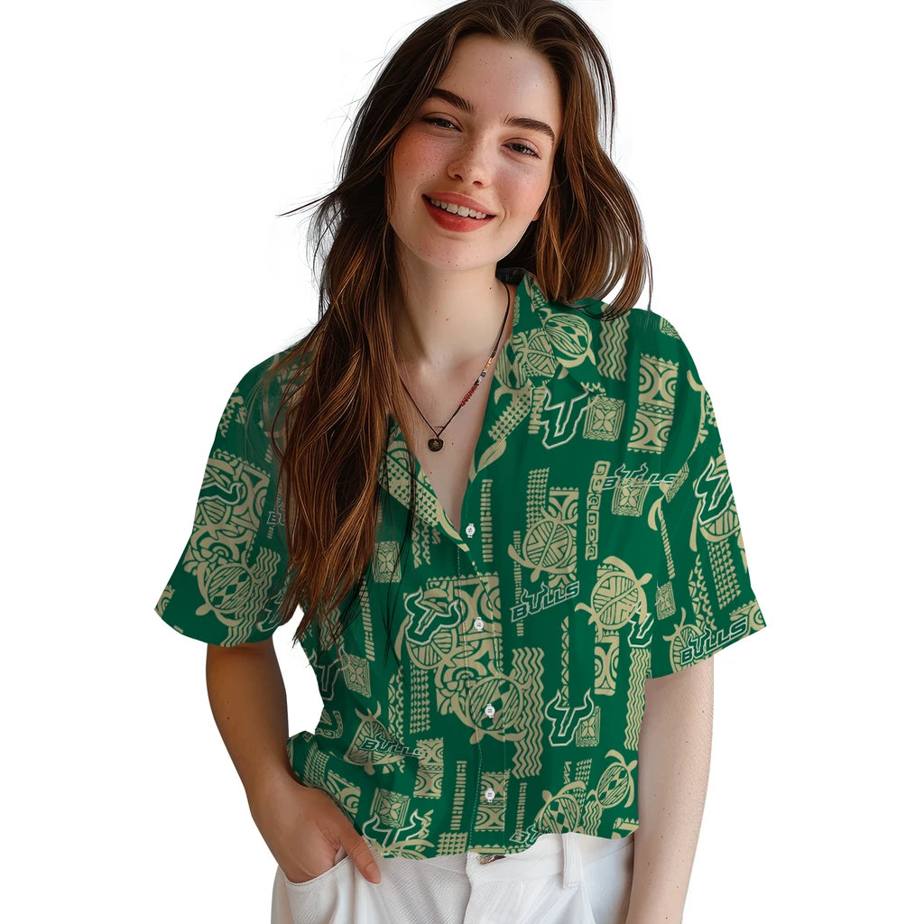 South Florida Bulls Hawaiian Shirt - Turtle Lines | Hula Hawaiian Shirts