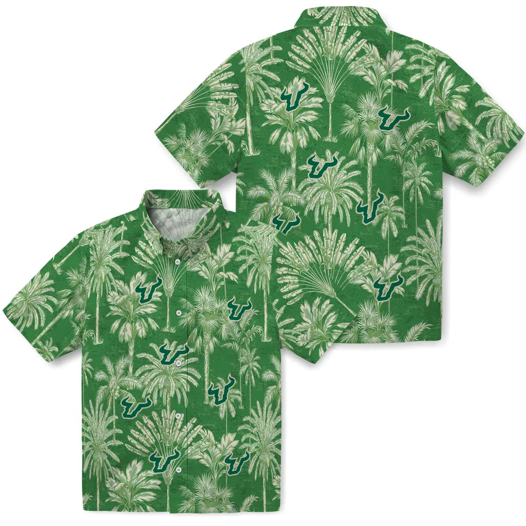 South Florida Bulls Hawaiian Shirt - Vintage Palm Tree | Hula Hawaiian Shirts