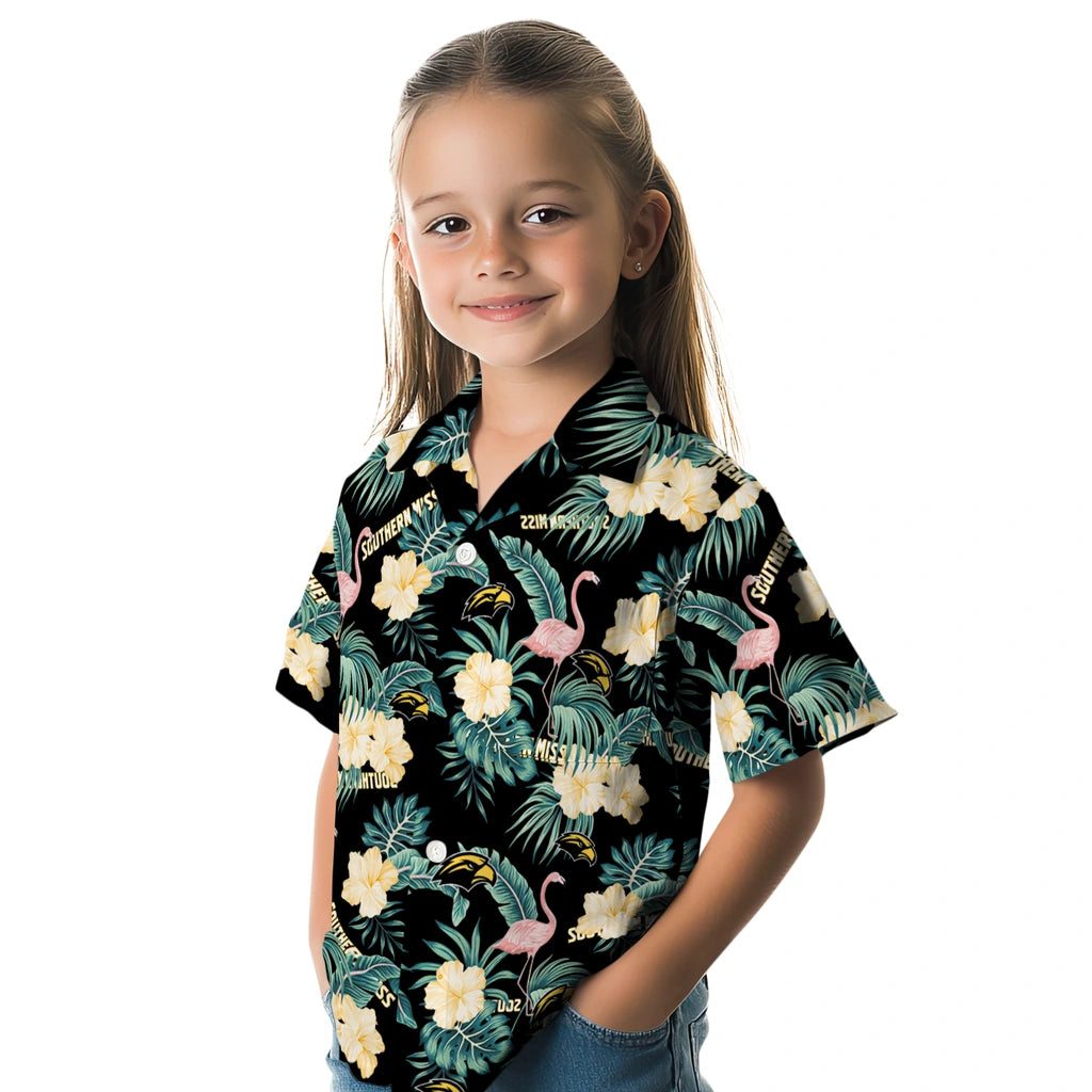 Southern Miss Golden Eagles Hawaiian Shirt - Flamingo and Hibiscus | Hula Hawaiian Shirts