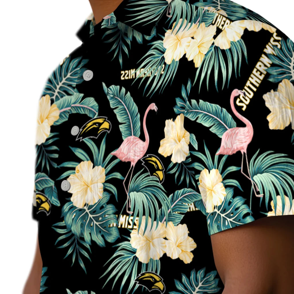 Southern Miss Golden Eagles Hawaiian Shirt - Flamingo and Hibiscus | Hula Hawaiian Shirts