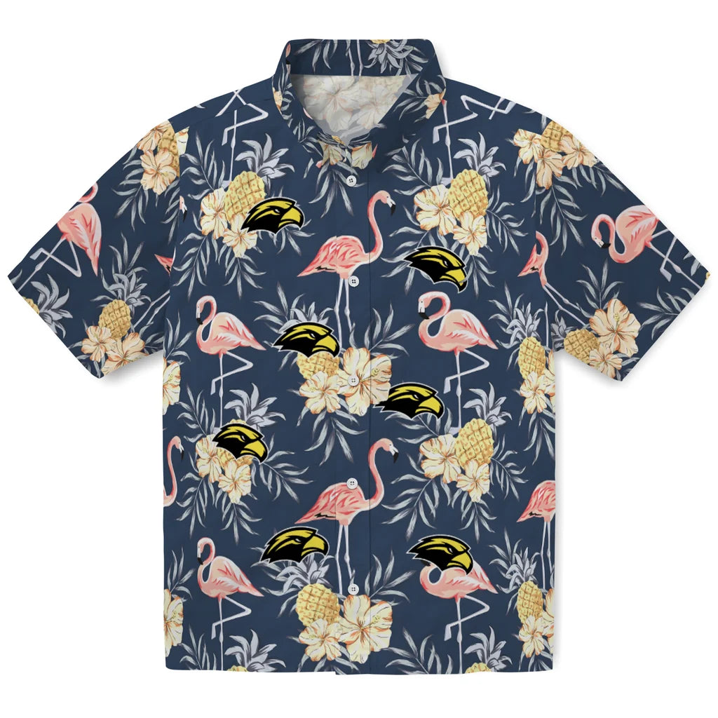 Southern Miss Golden Eagles Hawaiian Shirt - Flamingo Hibiscus | Hula Hawaiian Shirts