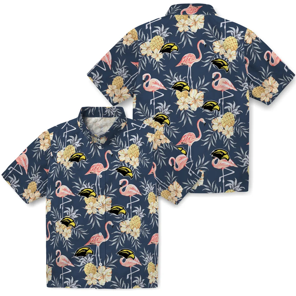 Southern Miss Golden Eagles Hawaiian Shirt - Flamingo Hibiscus | Hula Hawaiian Shirts