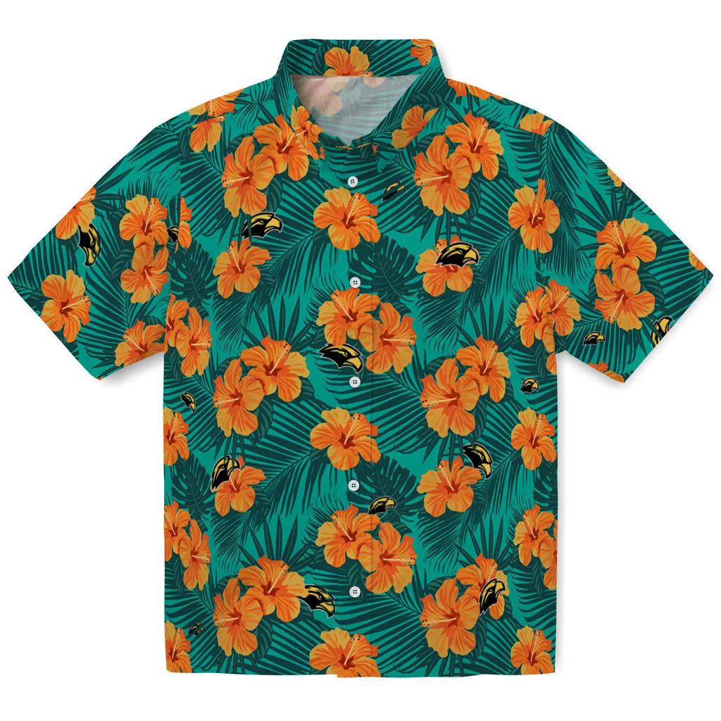 Southern Miss Golden Eagles Hawaiian Shirt - Hibiscus and Palm Leaves | Hula Hawaiian Shirts