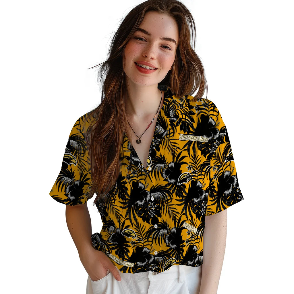 Southern Miss Golden Eagles Hawaiian Shirt - Hibiscus Exotic | Hula Hawaiian Shirts