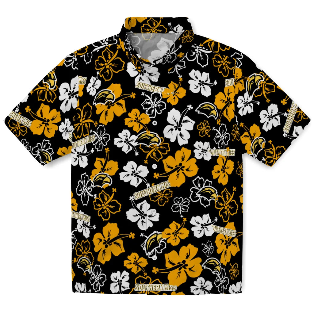 Southern Miss Golden Eagles Hawaiian Shirt - Hibiscus Flower Design | Hula Hawaiian Shirts