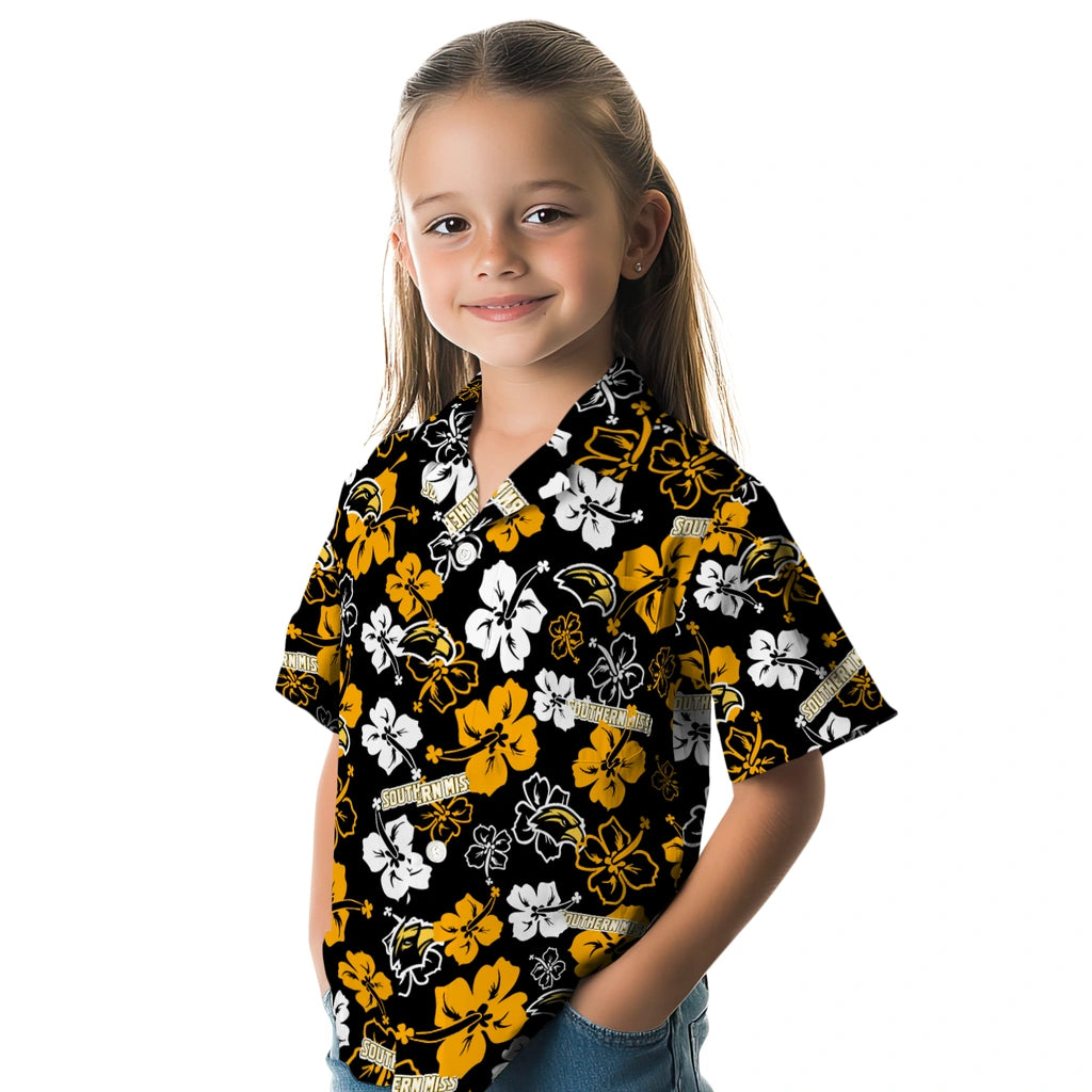 Southern Miss Golden Eagles Hawaiian Shirt - Hibiscus Flower Design | Hula Hawaiian Shirts