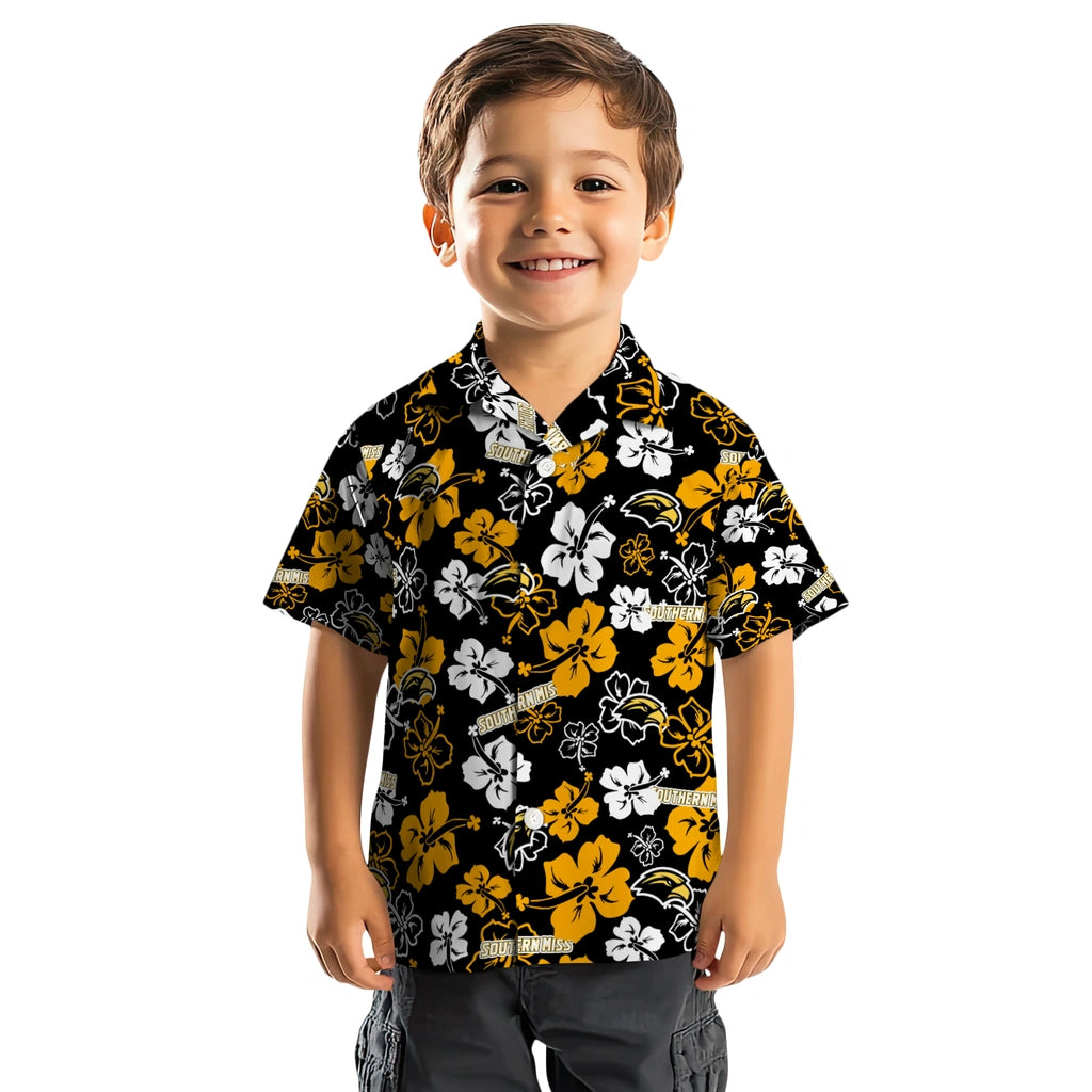 Southern Miss Golden Eagles Hawaiian Shirt - Hibiscus Flower Design | Hula Hawaiian Shirts