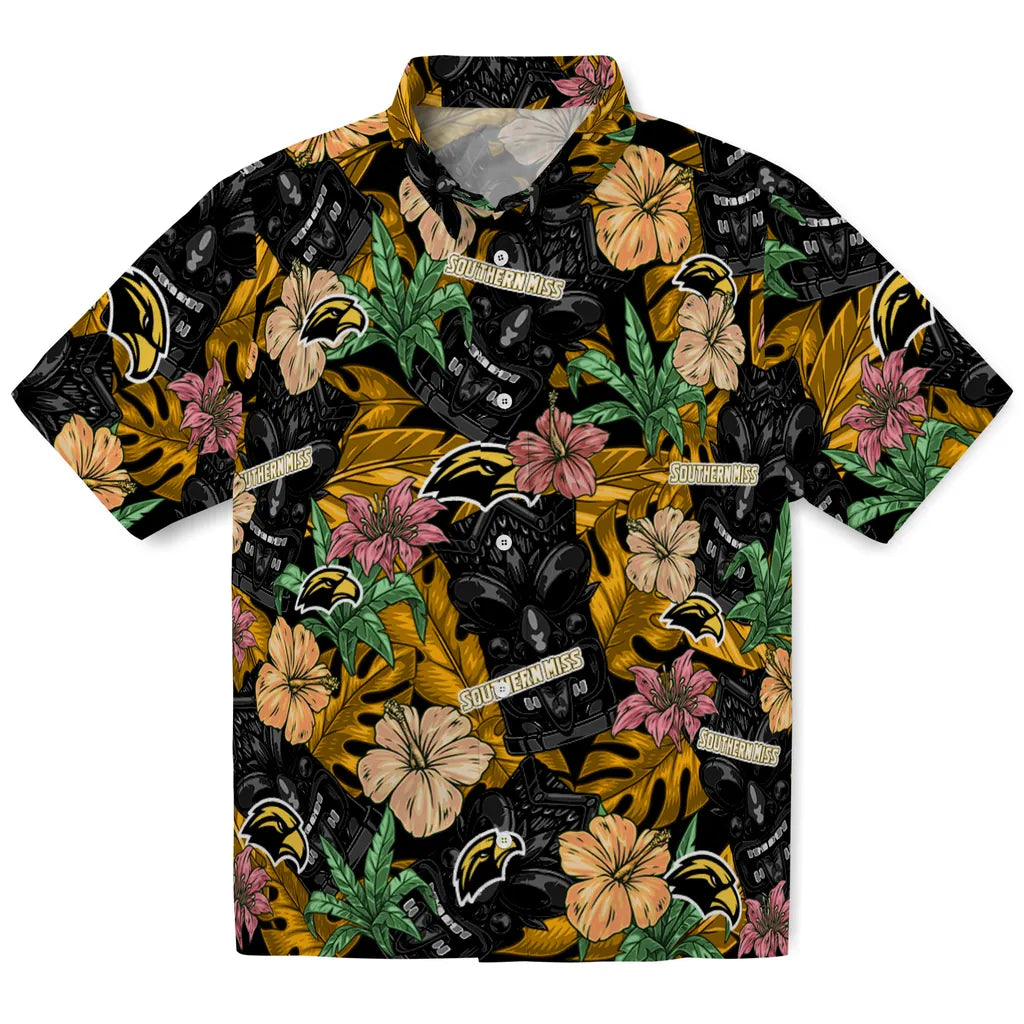 Southern Miss Golden Eagles Hawaiian Shirt - Hibiscus Tiki Jungle | Hula Hawaiian Shirts