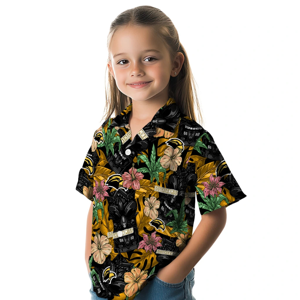 Southern Miss Golden Eagles Hawaiian Shirt - Hibiscus Tiki Jungle | Hula Hawaiian Shirts