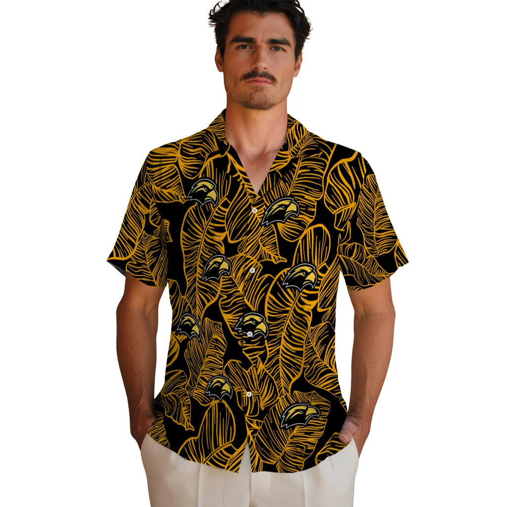 Southern Miss Golden Eagles Hawaiian Shirt - Leaf Outline | Hula Hawaiian Shirts