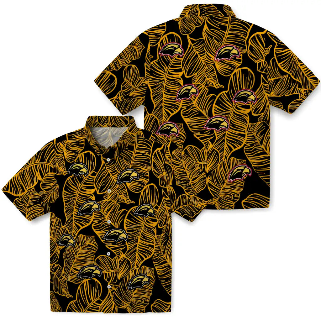 Southern Miss Golden Eagles Hawaiian Shirt - Leaf Outline | Hula Hawaiian Shirts
