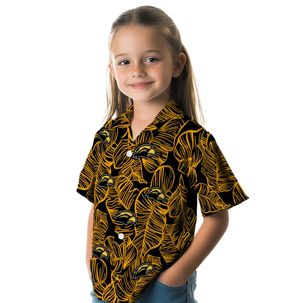 Southern Miss Golden Eagles Hawaiian Shirt - Leaf Outline | Hula Hawaiian Shirts