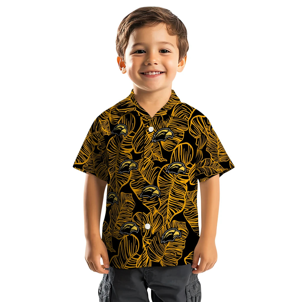 Southern Miss Golden Eagles Hawaiian Shirt - Leaf Outline | Hula Hawaiian Shirts