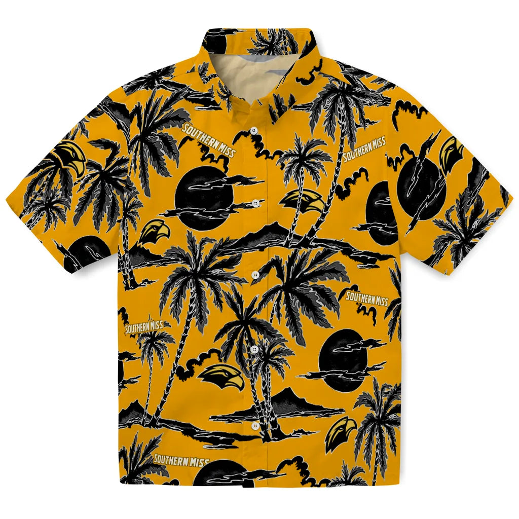 Southern Miss Golden Eagles Hawaiian Shirt - Palm Sunset | Hula Hawaiian Shirts