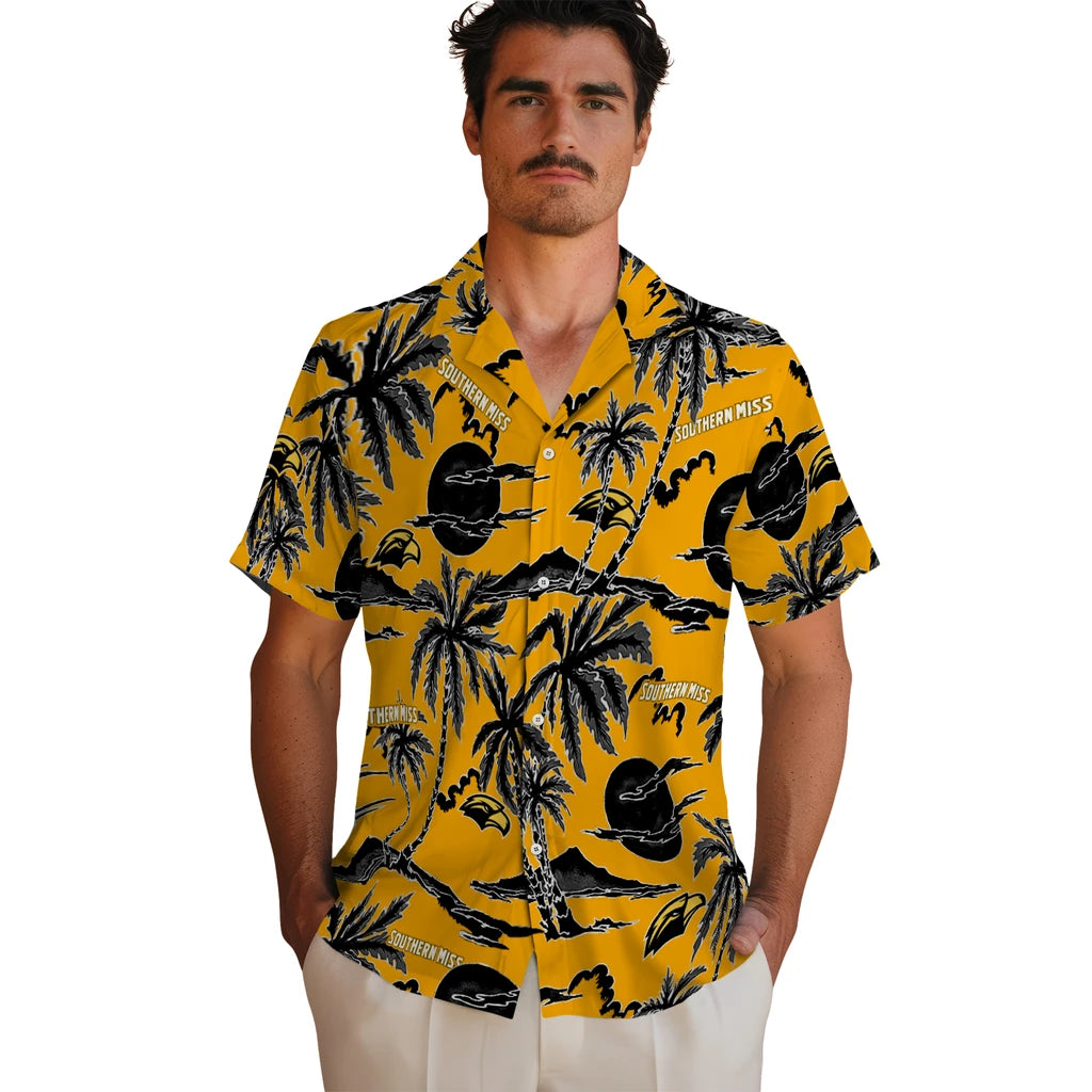 Southern Miss Golden Eagles Hawaiian Shirt - Palm Sunset | Hula Hawaiian Shirts