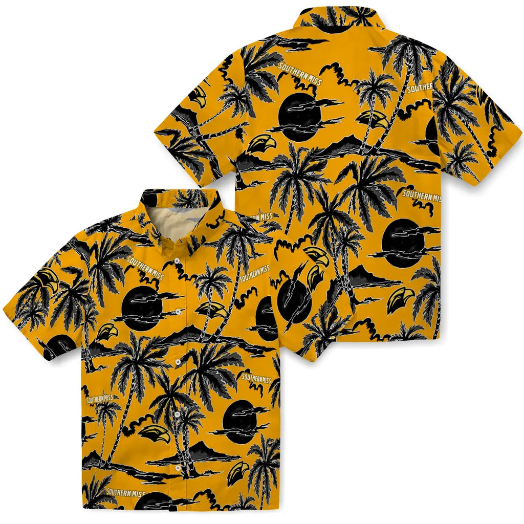 Southern Miss Golden Eagles Hawaiian Shirt - Palm Sunset | Hula Hawaiian Shirts
