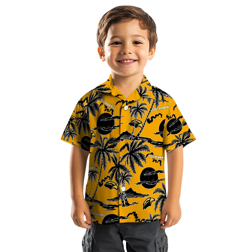 Southern Miss Golden Eagles Hawaiian Shirt - Palm Sunset | Hula Hawaiian Shirts