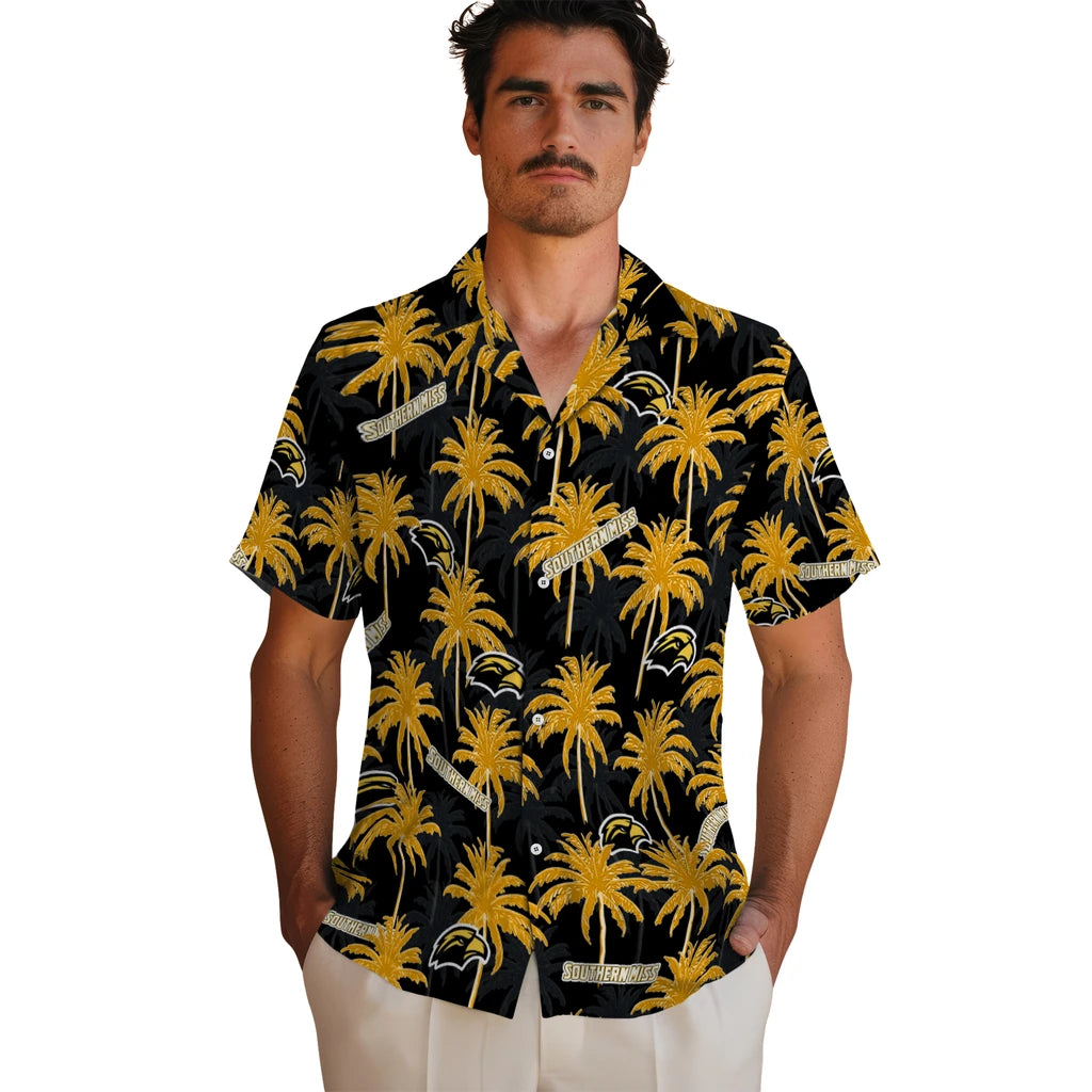 Southern Miss Golden Eagles Hawaiian Shirt - Palm Tree Motif | Hula Hawaiian Shirts
