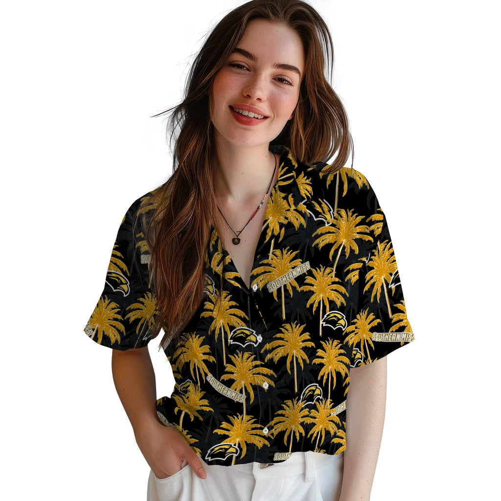 Southern Miss Golden Eagles Hawaiian Shirt - Palm Tree Motif | Hula Hawaiian Shirts