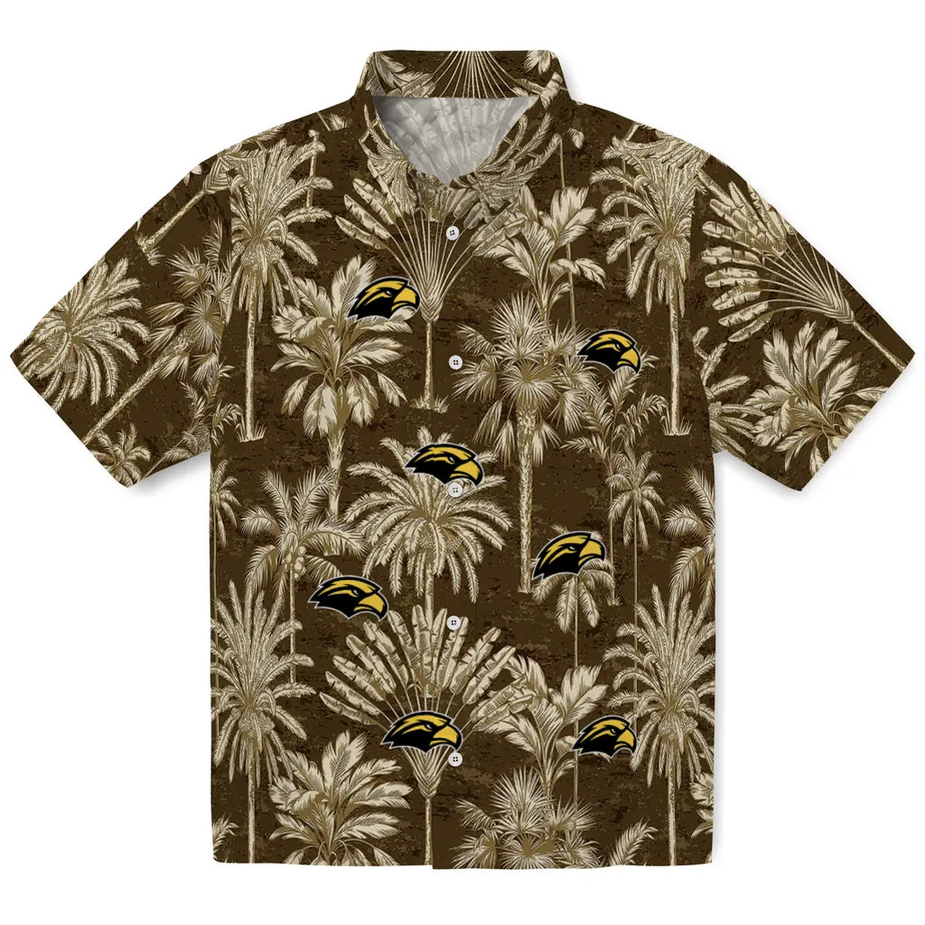 Southern Miss Golden Eagles Hawaiian Shirt - Vintage Palm Tree | Hula Hawaiian Shirts