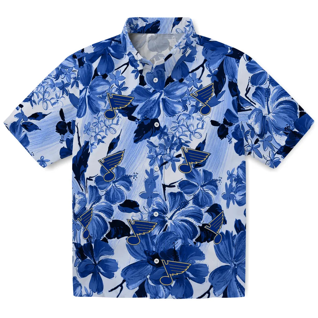 St. Louis Blues Hawaiian Shirt - Hibiscus Arrangement | Hula Hawaiian Shirts