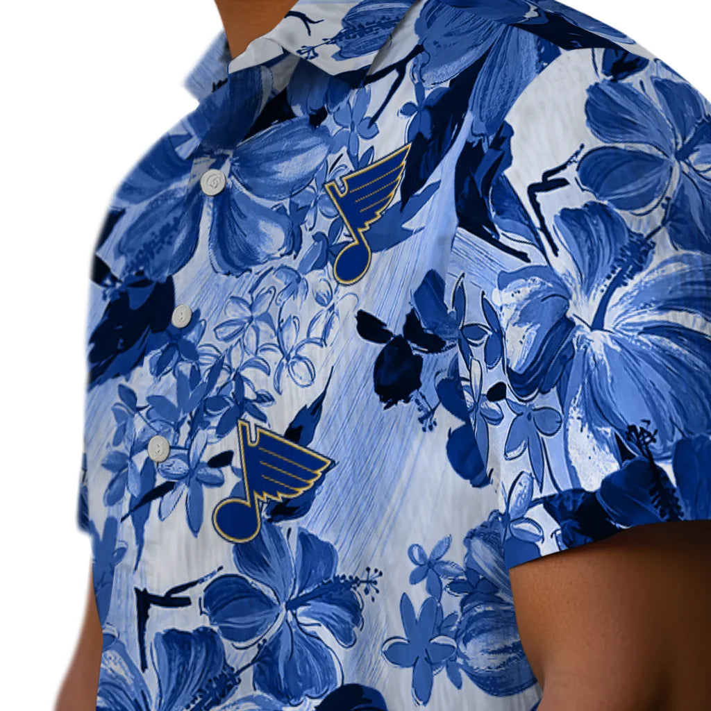 St. Louis Blues Hawaiian Shirt - Hibiscus Arrangement | Hula Hawaiian Shirts