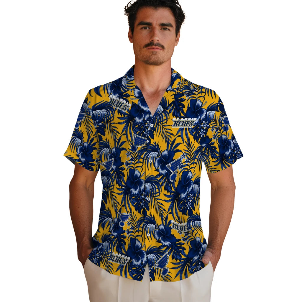 St. Louis Blues Hawaiian Shirt - Hibiscus Exotic | Hula Hawaiian Shirts