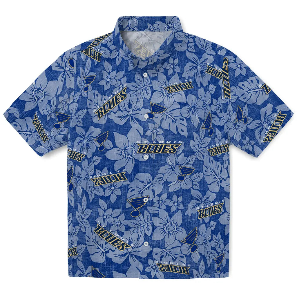 St. Louis Blues Hawaiian Shirt - Hibiscus Oasis | Hula Hawaiian Shirts
