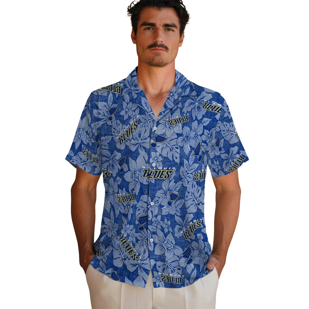 St. Louis Blues Hawaiian Shirt - Hibiscus Oasis | Hula Hawaiian Shirts