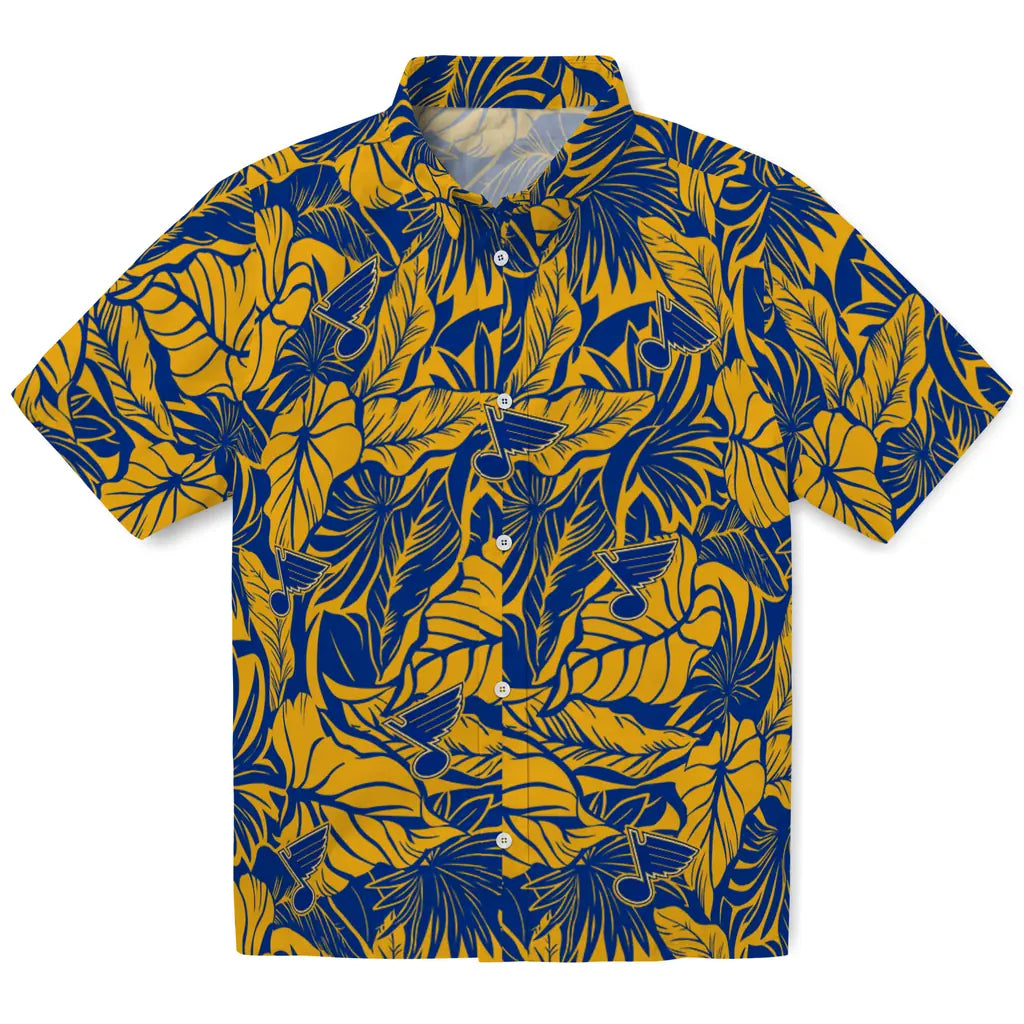 St. Louis Blues Hawaiian Shirt - Monstera Layer | Hula Hawaiian Shirts