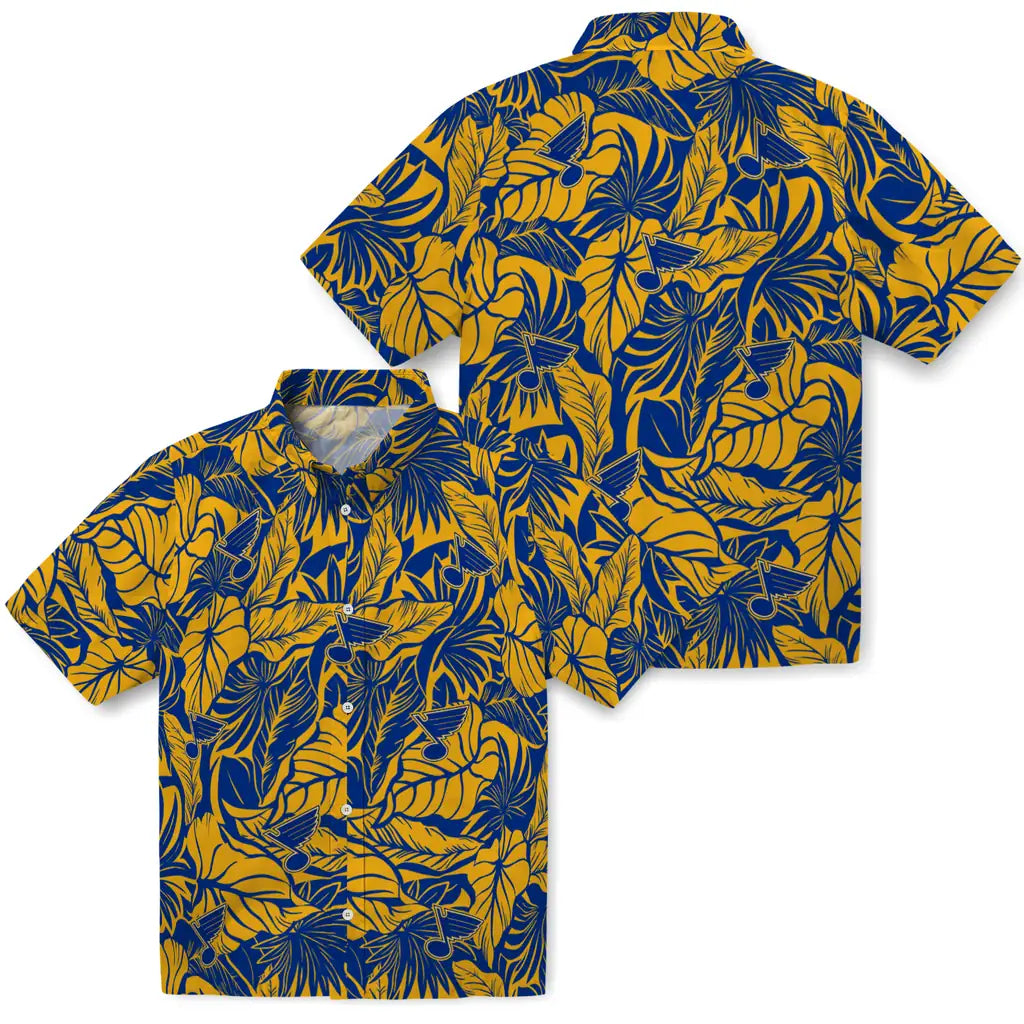 St. Louis Blues Hawaiian Shirt - Monstera Layer | Hula Hawaiian Shirts